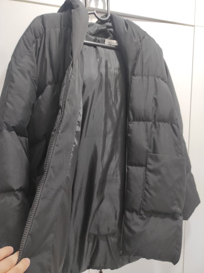 Siyah Midi Fermuarlı Kadın Kışlık Mont - Görsel 3