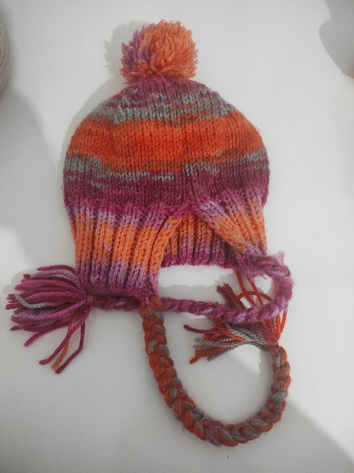 Renkli Örgü Kız çocuk bere - Görsel 3