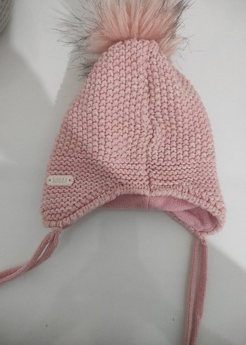 Pembe Nakışlı Örgü Çocuk Bere - Görsel 2