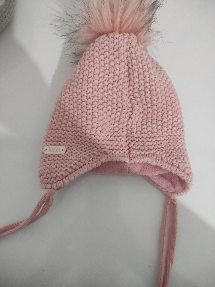 Pembe Nakışlı Örgü Çocuk Bere - Görsel 2