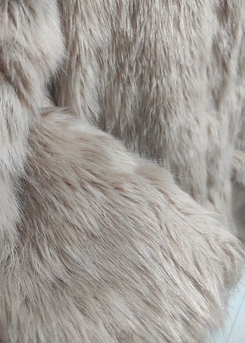 Pudra Pembe Kadın Midi Boy Kürk Detaylı Mont - Görsel 4