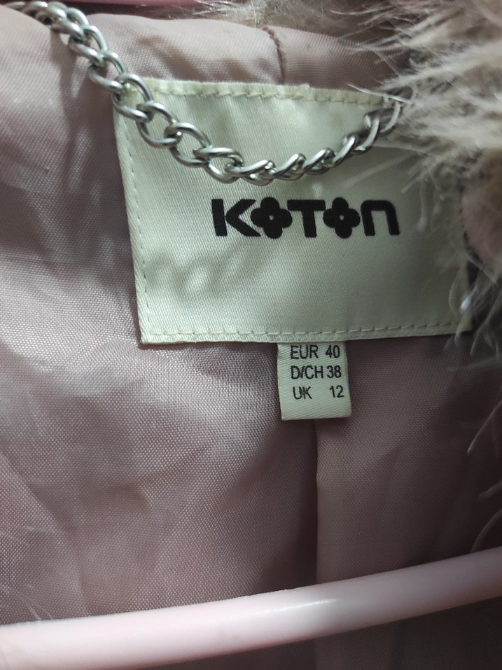 Pudra Pembe Kadın Midi Boy Kürk Detaylı Mont - Görsel 3