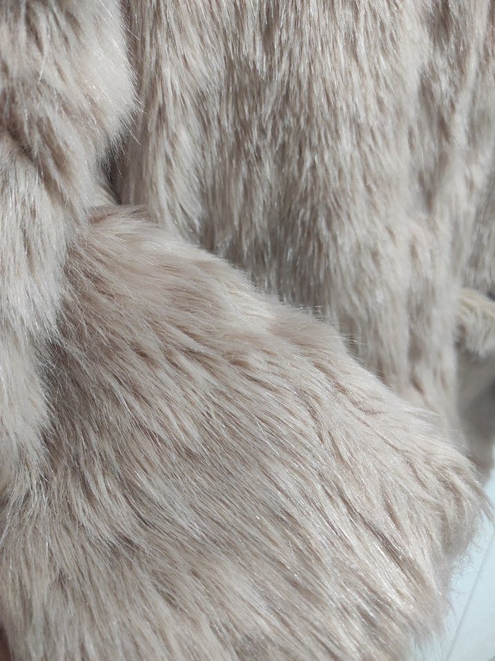 Pudra Pembe Kadın Midi Boy Kürk Detaylı Mont - Görsel 4