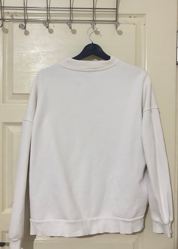 Fermuarlı Beyaz Oversize Sweatshirt-hırka - Görsel 3