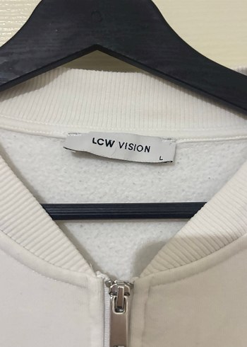 Fermuarlı Beyaz Oversize Sweatshirt-hırka - Görsel 2