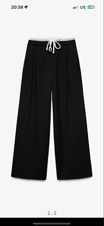 xs Beden ÇİFT BEL BANTLI WIDE LEG PANTOLON