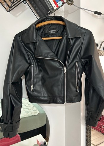 Siyah Kemerli Biker Deri Ceket