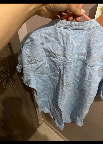 Düğmeli Kısa Kollu Denim
