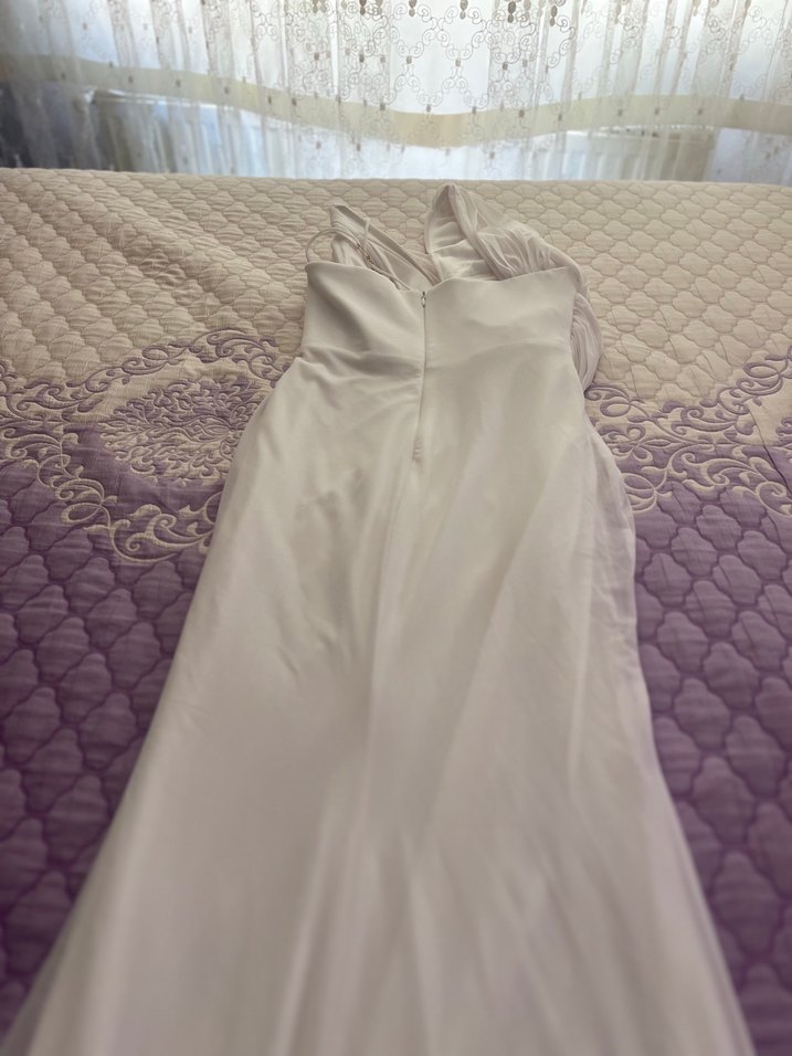 Beyaz Straplez Uzun Abiye Gelinlik - Görsel 5