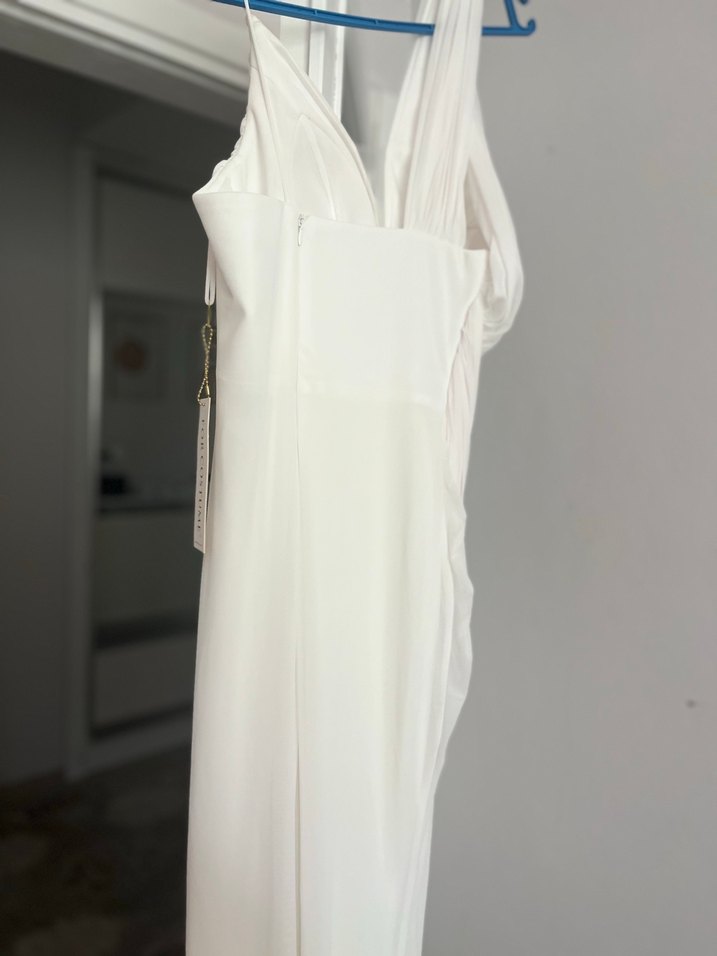 Beyaz Straplez Uzun Abiye Gelinlik - Görsel 2