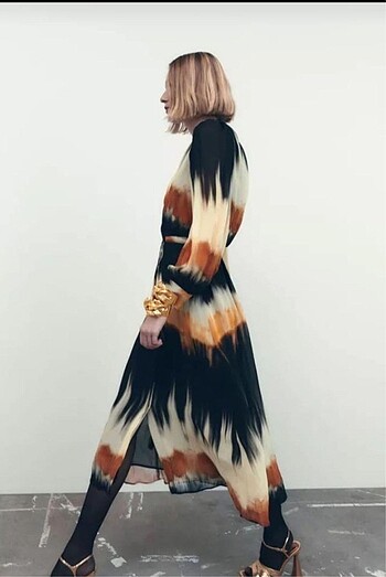 s Beden Zara Batik Desen Elbise
