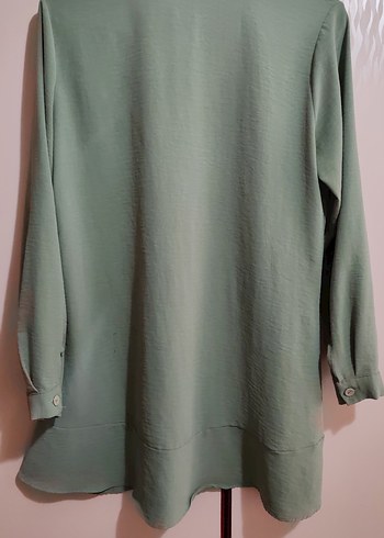 Düğmeli Yeşil Kadın Gömlek - Görsel 4