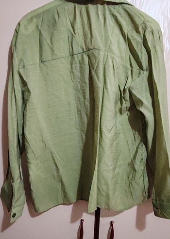 Düğmeli Keten Kadın Gömlek - Görsel 4