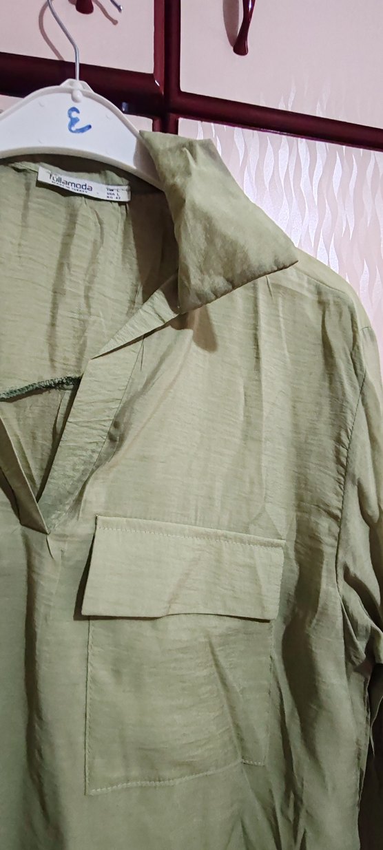 Düğmeli Keten Kadın Gömlek - Görsel 2