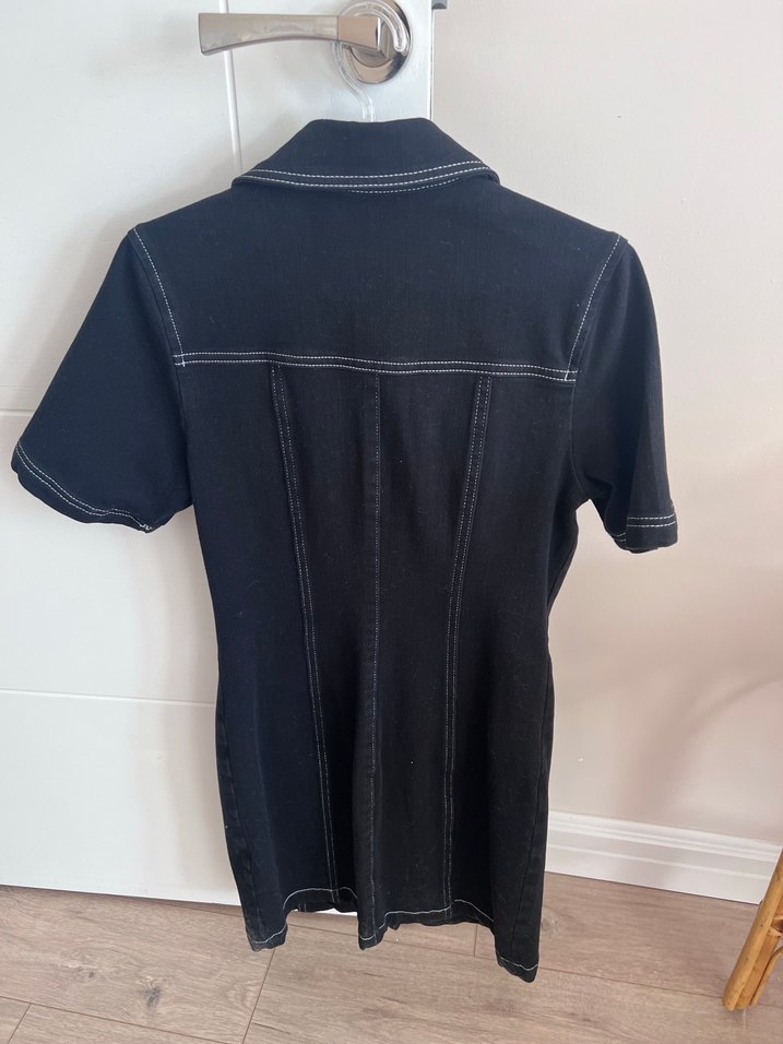 Düğmeli Siyah Denim Midi Elbise ADL marka - Görsel 3