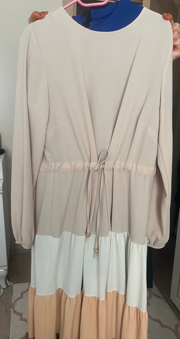 Bej Renkli Uzun Bohem Elbise - Görsel 2