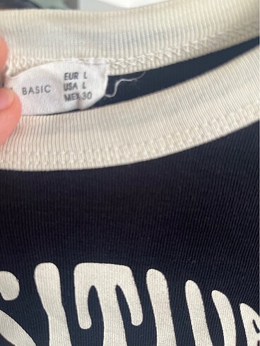 m Beden Siyah desenli crop