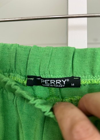 Yeşil Keten Mini Şort - Görsel 2