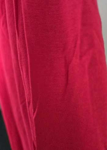 Kırmızı Midi Keten Uzun Etek - Görsel 3