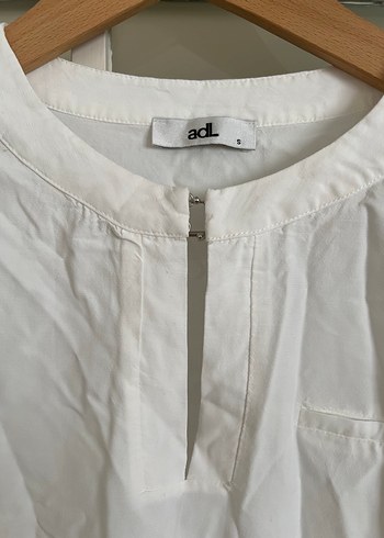 Beyaz Keten Uzun Kollu Salaş Kadın Gömlek - Görsel 2