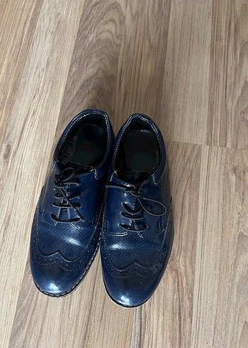 Koyu Mavi Bağcıklı Çocuk Klasik Ayakkabı - Görsel 5
