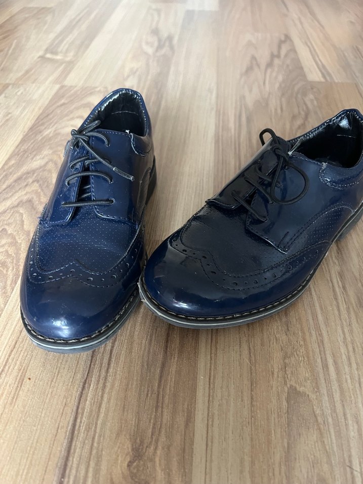 Koyu Mavi Bağcıklı Çocuk Klasik Ayakkabı - Görsel 2