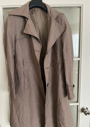 Bej Midi Kadın Trençkot Düğmeli Cepli - Görsel 3