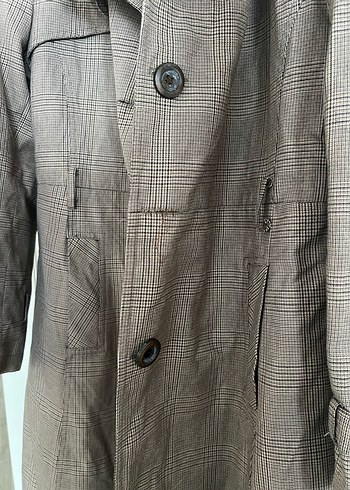 Bej Midi Kadın Trençkot Düğmeli Cepli - Görsel 4