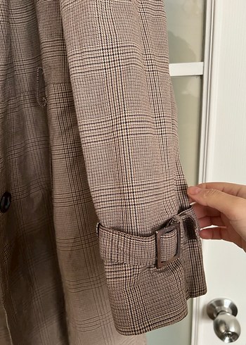 Bej Midi Kadın Trençkot Düğmeli Cepli - Görsel 2