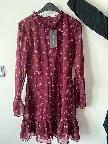 xl Beden bordo Renk Elbise