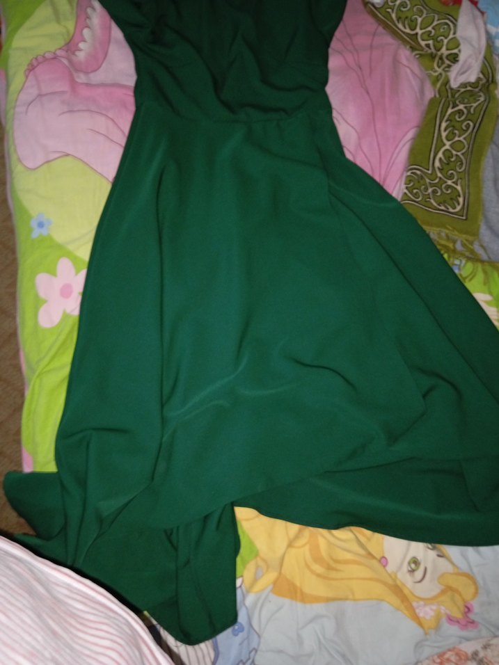 Yeşil V Yaka Elbise - Görsel 2