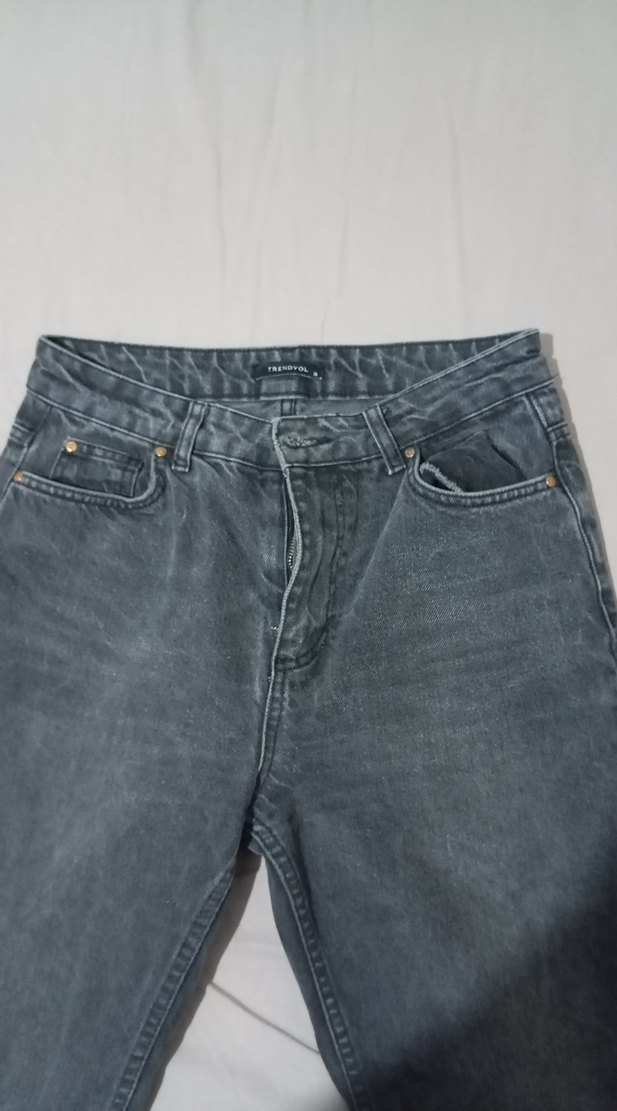 Gri Rahat Kesim Kadın Kot Pantolon - Görsel 2