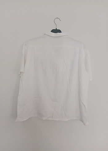 Nakışlı Beyaz Pamuklu Kısa Kollu Gömlek - Görsel 4