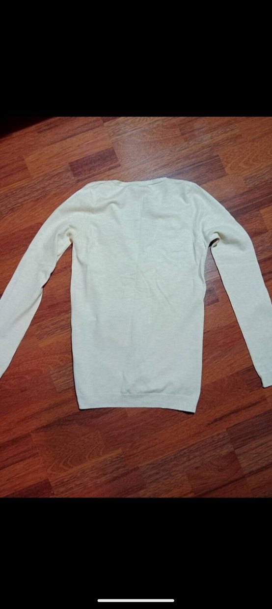 Uzun Kollu Düğmeli Krem Kadın Hırka - Görsel 5