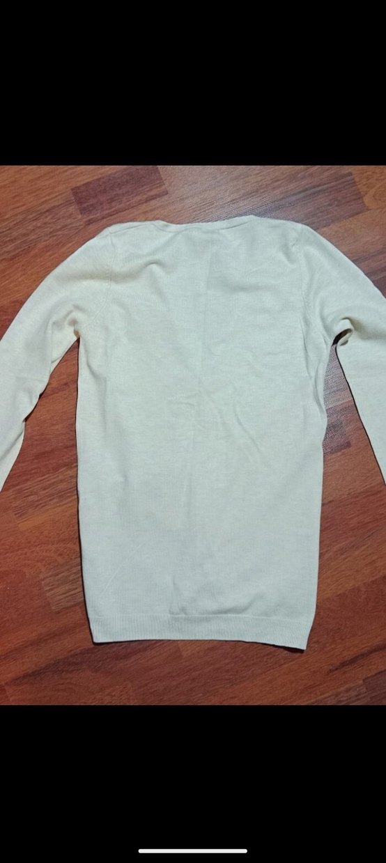 Uzun Kollu Düğmeli Krem Kadın Hırka - Görsel 4