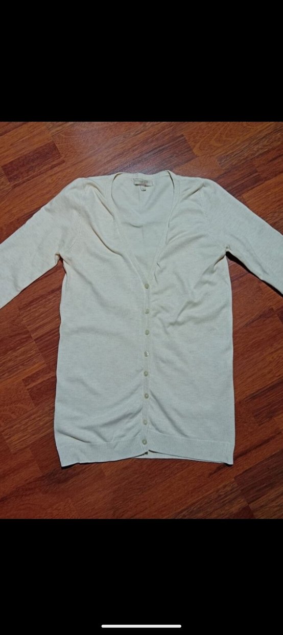 Uzun Kollu Düğmeli Krem Kadın Hırka - Görsel 2