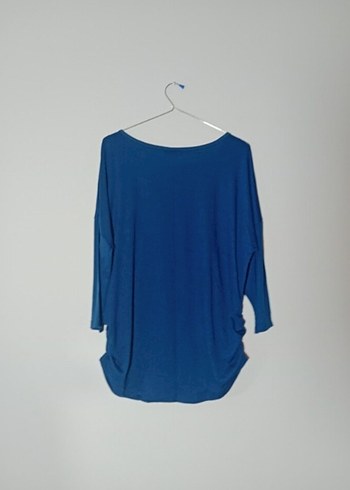 Mavi Drapeli Uzun Kollu Salaş Bluz - Görsel 3