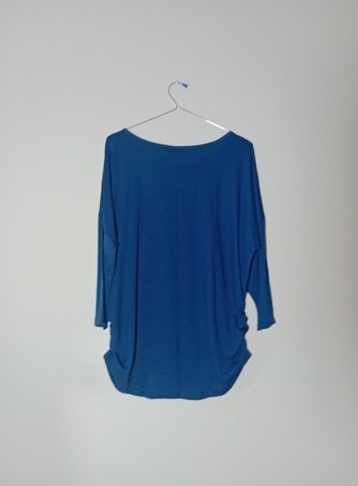 Mavi Drapeli Uzun Kollu Salaş Bluz - Görsel 3