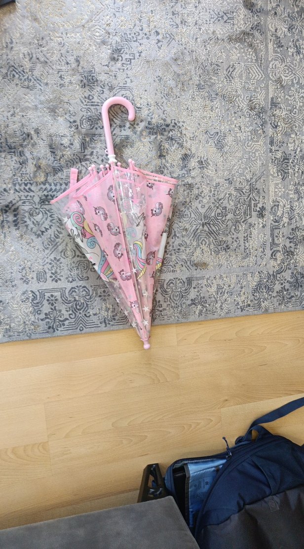 Şeffaf Pembe Unicorn Desenli çocuk Şemsiyesi - Görsel 3