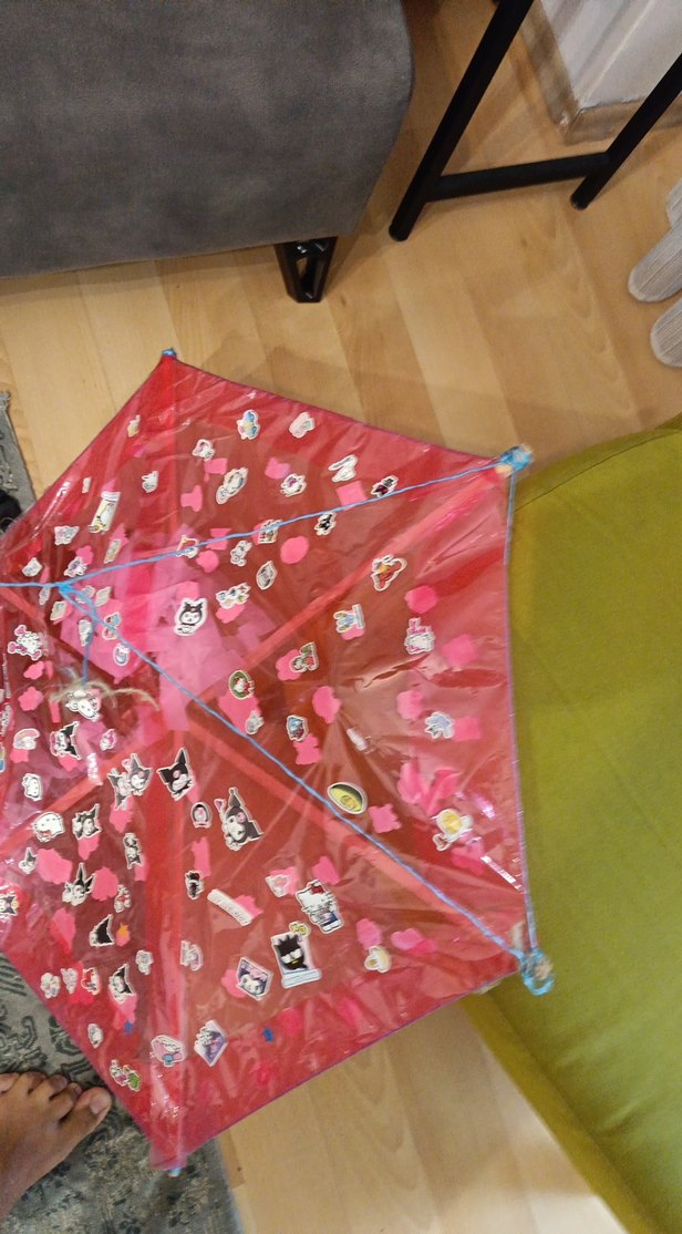 pembe stickerli uçurtma - Görsel 5