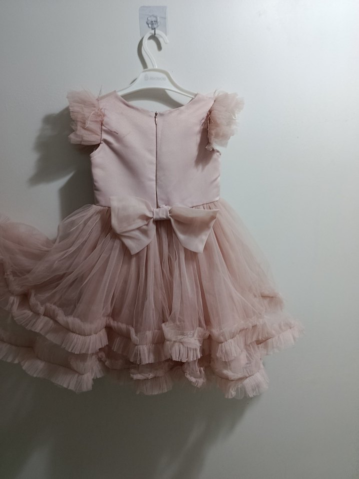 Pembe Kız Çocuk Fırfırlı Elbise - Görsel 2