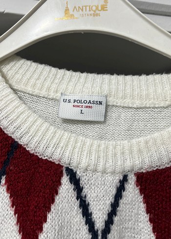 U.S Polo Assn. Bordo Ekoseli Kadın Triko Kazak
