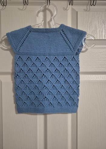 Kız Çocuk Mavi Örgü V Yaka Süveter - Görsel 2