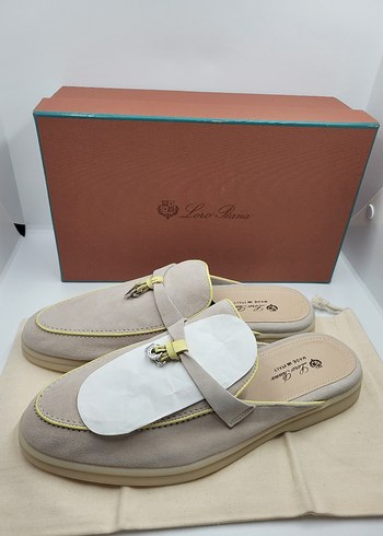 Loro Piana Loro Piana Bej Süet Tokalı Kadın Stiletto Terlik