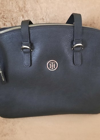 Orjinal Tommy Hilfiger Siyah Deri Kadın Çanta