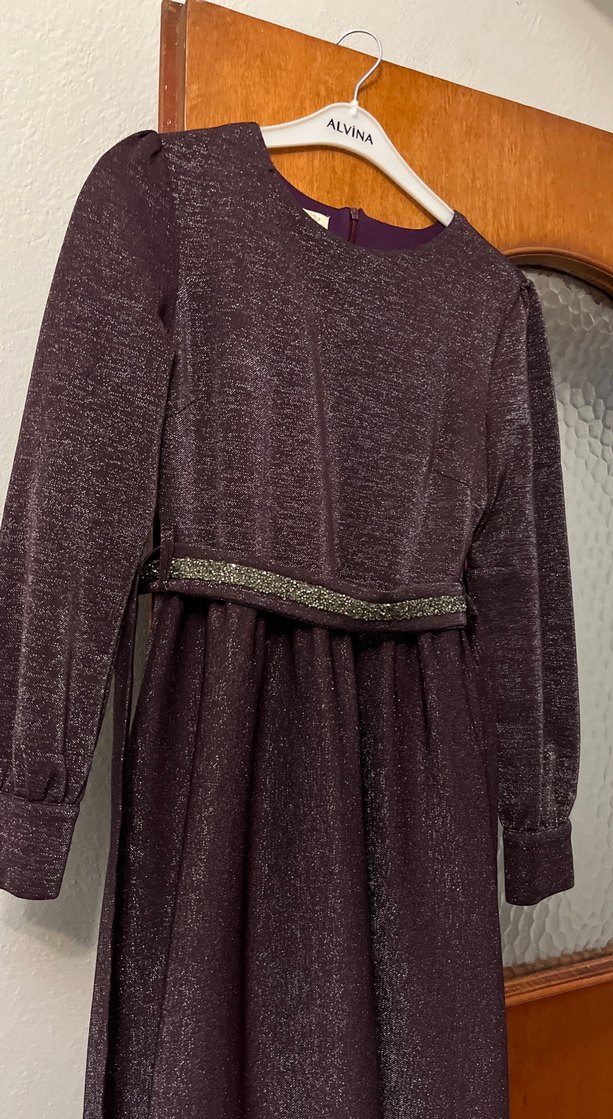 Mor Uzun Kollu Salaş Kadın Elbise - Görsel 2