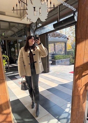 Mango Kürk Detaylı Camel Midi Kadın Kaban