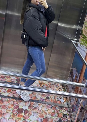 m Beden Gri Kapitone Kadın Kışlık Mont