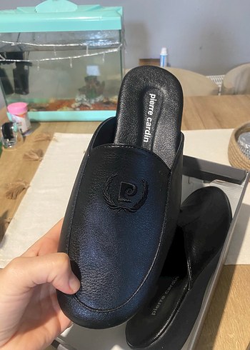 Pierre Cardin damat Siyah Deri Ev Terliği - Görsel 4