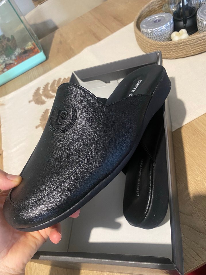 Pierre Cardin damat Siyah Deri Ev Terliği - Görsel 3